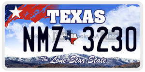 NMZ3230 license plate in Texas
