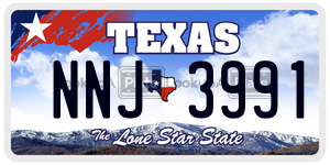NNJ3991 license plate in Texas
