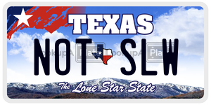 NOTSLW license plate in Texas