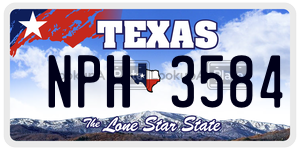 NPH3584  license plate in TX