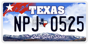 NPJ0525  license plate in TX