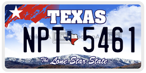 NPT5461 license plate in Texas