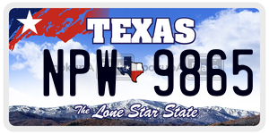 NPW9865  license plate in TX