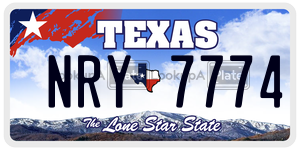 NRY7774  license plate in TX