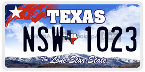 NSW1023 license plate in Texas