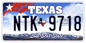 NTK9718 license plate in Texas
