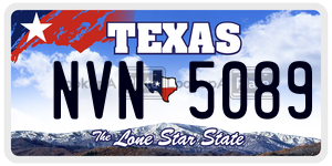 NVN5089 license plate in Texas