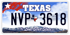 NVP3618  license plate in TX