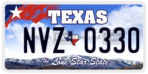 NVZ0330 license plate in Texas