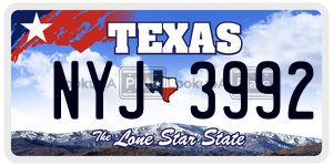 NYJ3992 license plate in Texas