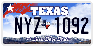 NYZ1092 license plate in Texas
