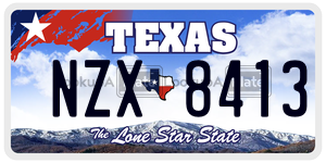 NZX8413  license plate in TX