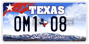 OM108 license plate in Texas