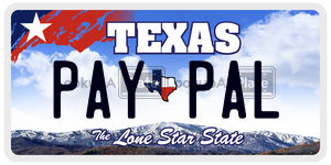 PAYPAL license plate in Texas