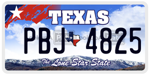 PBJ4825  license plate in TX