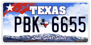 PBK6655 license plate in Texas