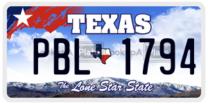 PBL1794  license plate in TX
