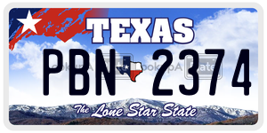 PBN2374 license plate in Texas