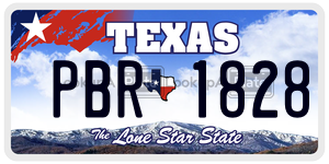 PBR1828  license plate in TX
