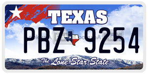 PBZ9254 license plate in Texas