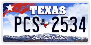 PCS2534 license plate in Texas