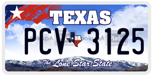 PCV3125 license plate in Texas
