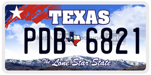 PDB6821 license plate in Texas