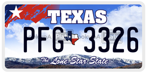 PFG3326 license plate in Texas