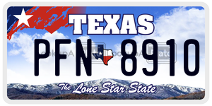 PFN8910 license plate in Texas