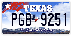 PGB9251 license plate in Texas