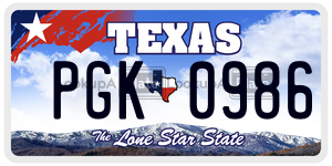 PGK0986 license plate in Texas
