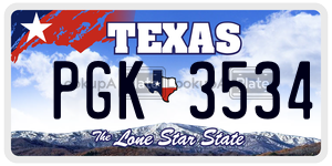PGK3534 license plate in Texas