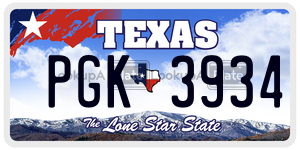 PGK3934 license plate in Texas