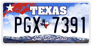 PGX7391 license plate in Texas