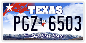 PGZ6503 license plate in Texas