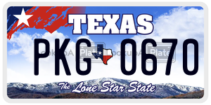 PKG0670 license plate in Texas
