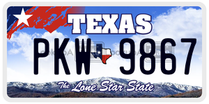 PKW9867 license plate in Texas