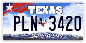 PLN3420 license plate in Texas
