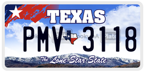 PMV3118 license plate in Texas