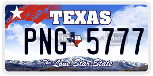 PNG5777 license plate in Texas
