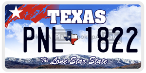 PNL1822 license plate in Texas