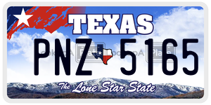 PNZ5165  license plate in TX