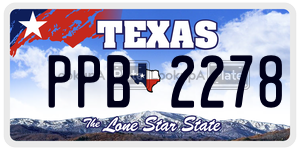 PPB2278 license plate in Texas