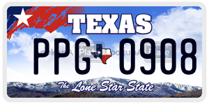 PPG0908  license plate in TX