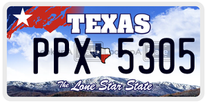 PPX5305 license plate in Texas