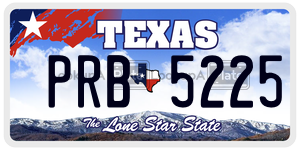 PRB5225 license plate in Texas