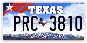 PRC3810 license plate in Texas