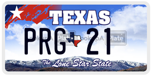 PRG21  license plate in TX