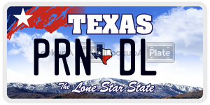 PRNDL license plate in Texas