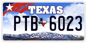 PTB6023 license plate in Texas